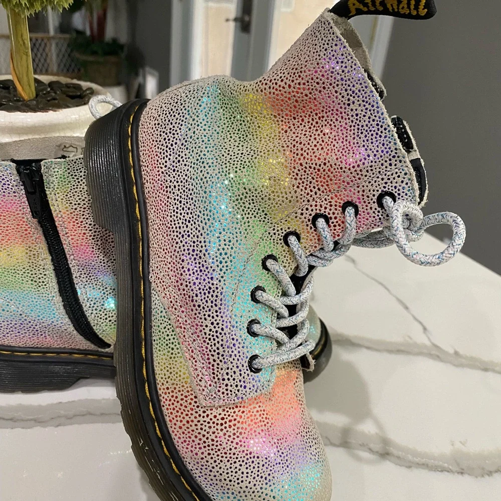 Dr Martens 1460 Pascal Youth Rainbow Iridescent Boots size 2